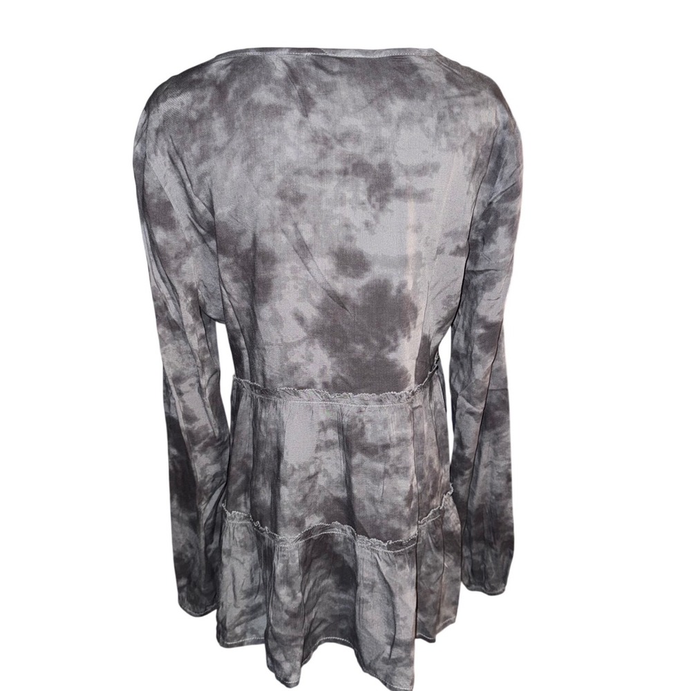 beachlunchlounge collection tie neck tiered tunic top womens gray tie dye Medium - Picture 4 of 7